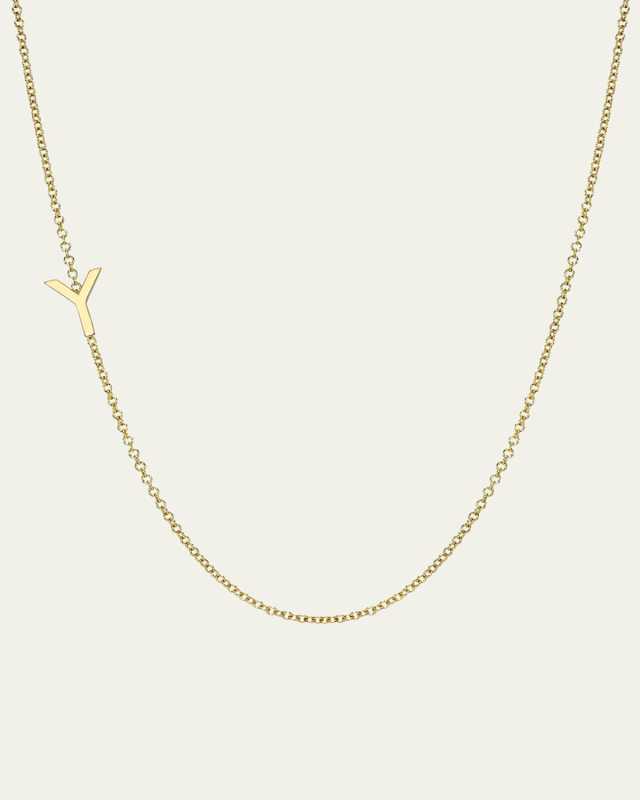 14K Yellow Gold Asymmetrical Initial Necklace